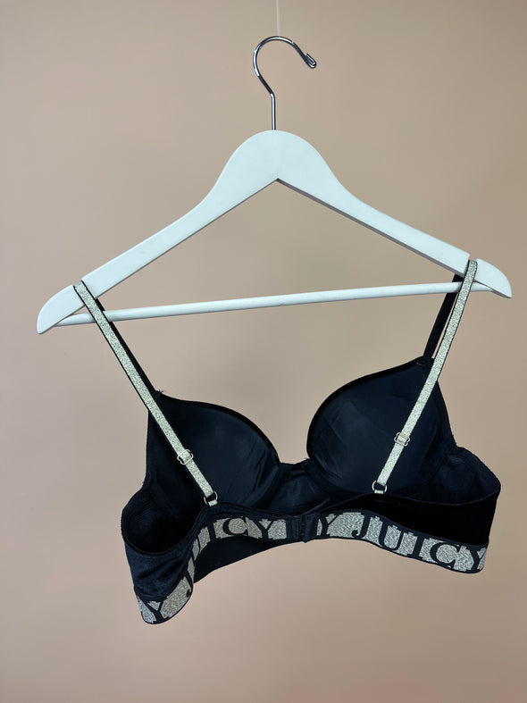 Y2K 'Juicy Couture' Black Velvet Bra