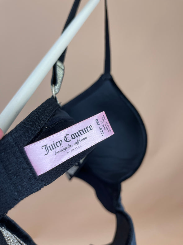 Y2K 'Juicy Couture' Black Velvet Bra