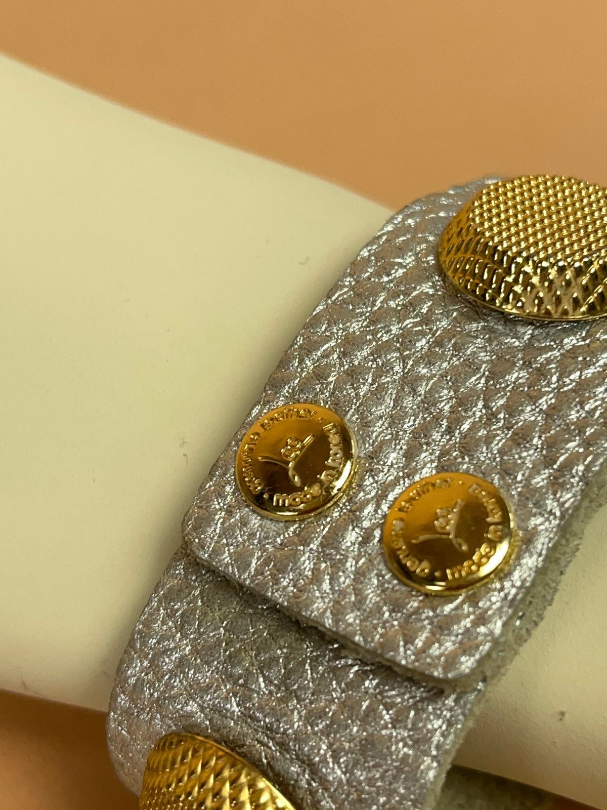 Metallic Leather Cuff Bangle - Made in Korea