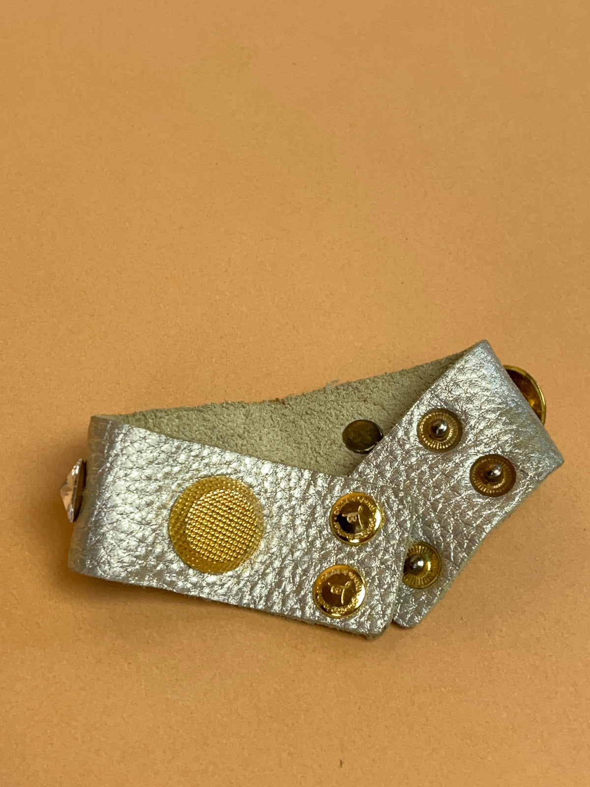 Metallic Leather Cuff Bangle - Made in Korea