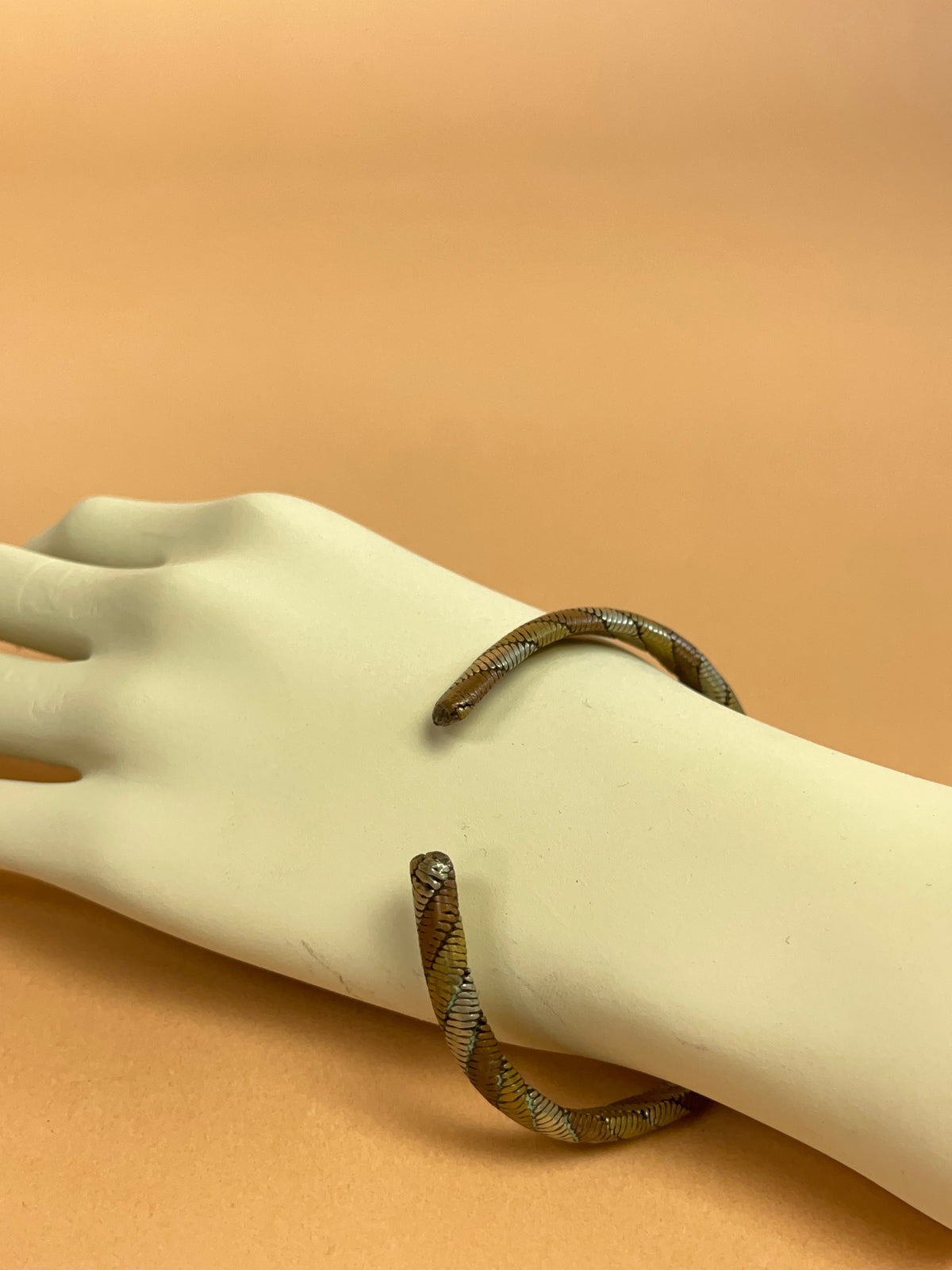 1970's Two Tone Twisted Cuff Bangle Bracelet