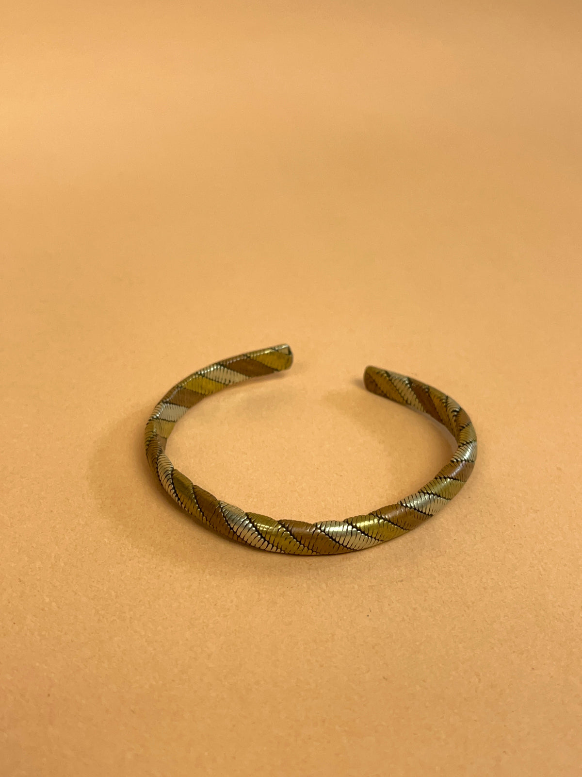 1970's Two Tone Twisted Cuff Bangle Bracelet