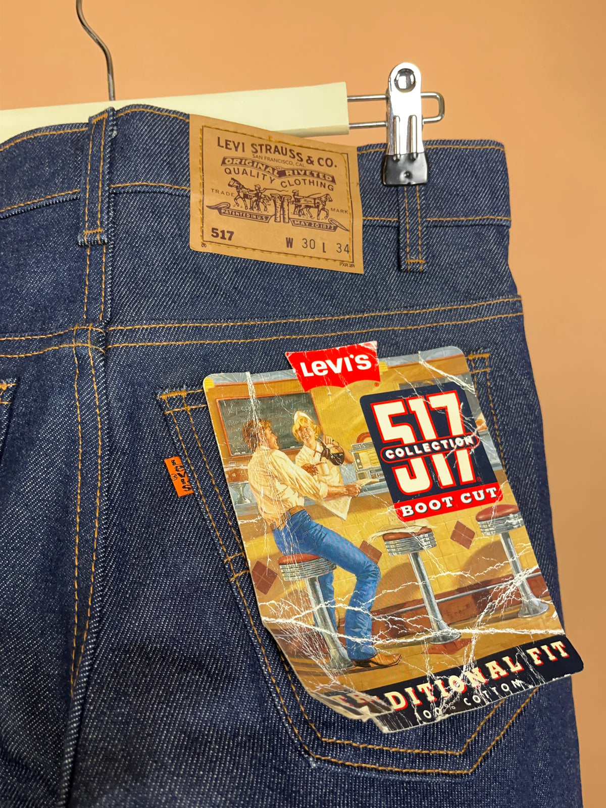 1970s Levi's 517 Orange Tab Deadstock Cowboy Cut Jeans Made in USA - 30"