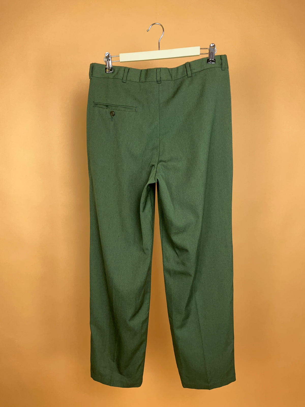 1980s Forest Green Double Pleat Trousers - Made in USA - 33"