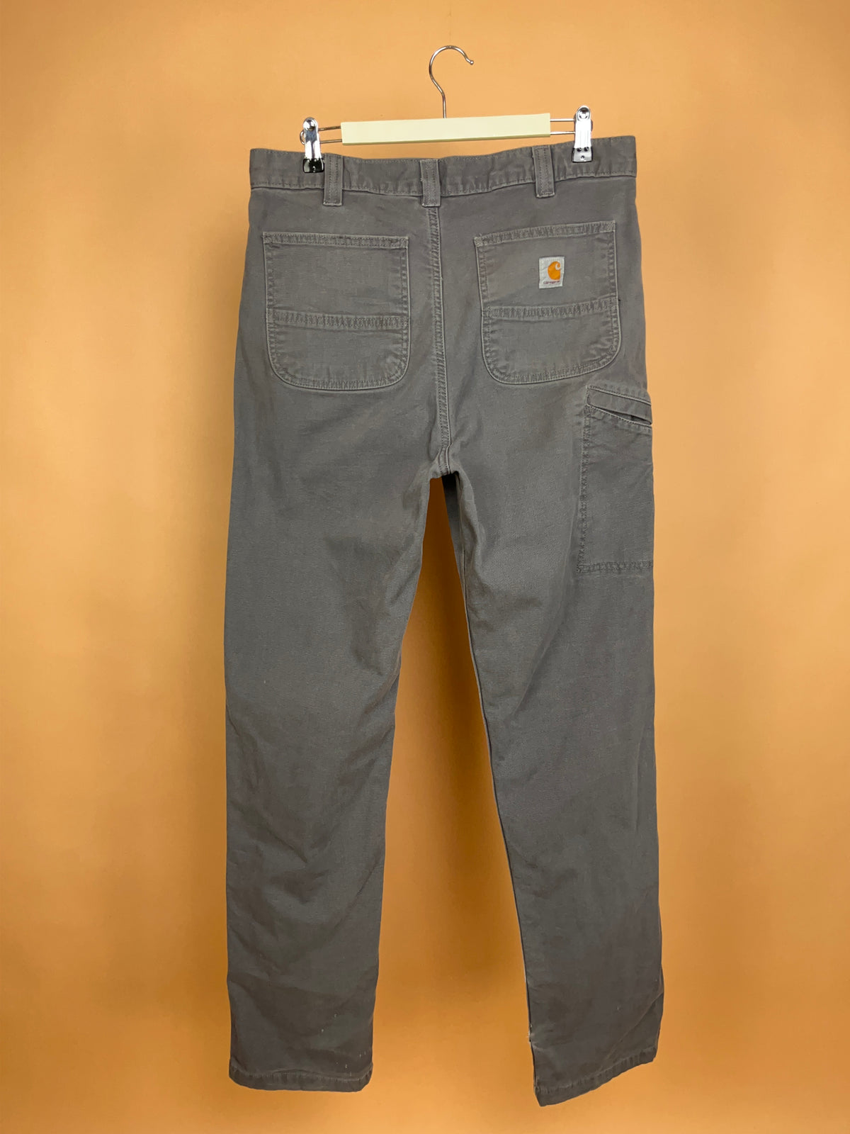 Carhartt grey fleece-lined carpenter trousers with hammer loop — Arkive Vintage