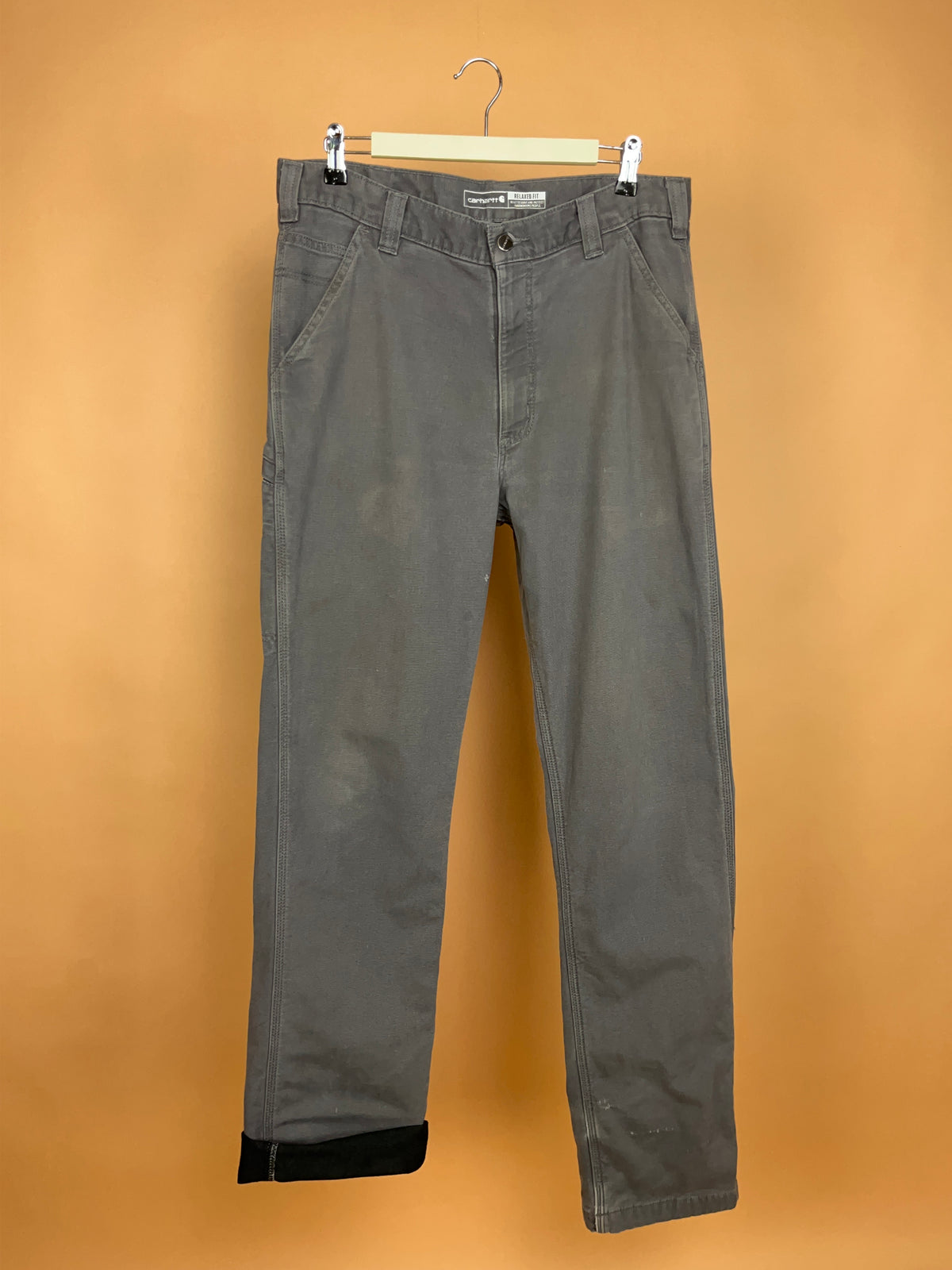 Carhartt Grey Fleece-Lined Carpenter Trousers - 34"