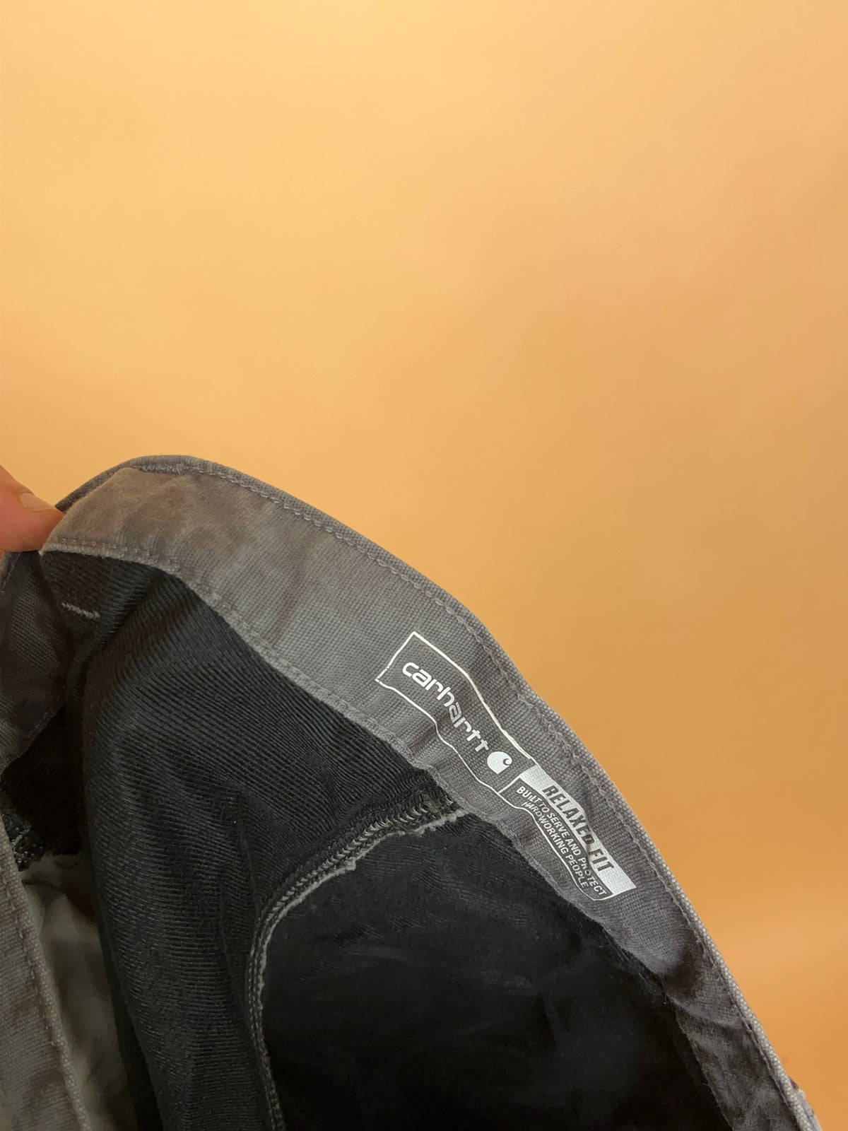 Carhartt grey fleece-lined carpenter trousers with hammer loop — Arkive Vintage