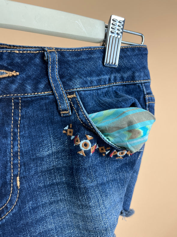 Y2K 'Roxy' Denim Embroidered Micro Shorts