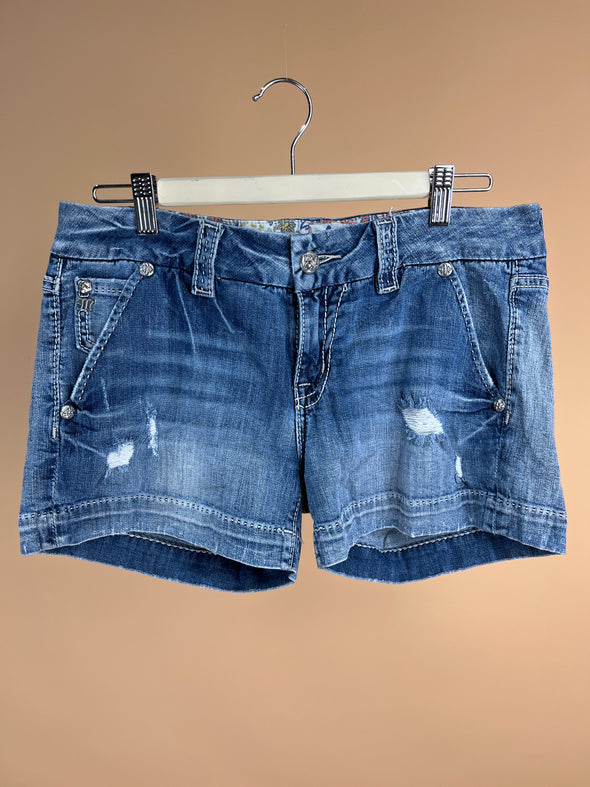Y2K 'Miss Me' Distressed Denim Micro Shorts