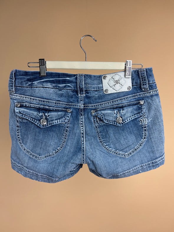 Y2K 'Miss Me' Distressed Denim Micro Shorts