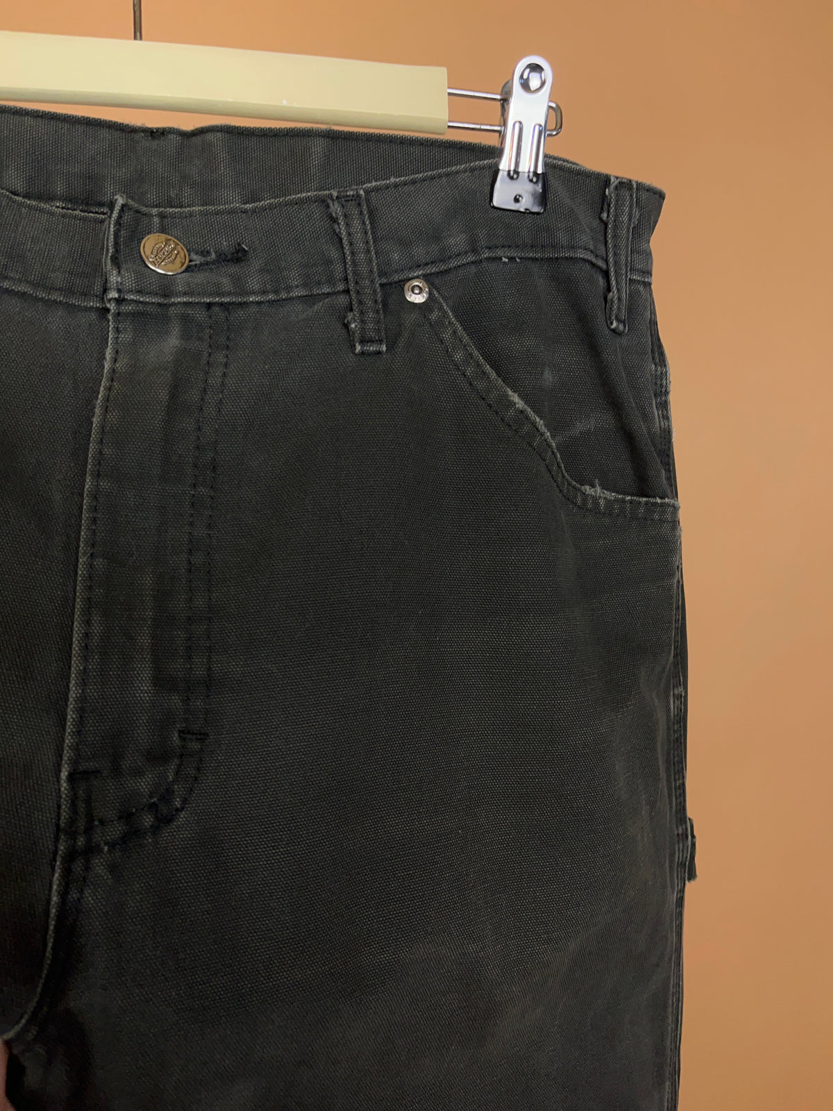 Dickies black distressed canvas carpenter jeans, straight leg — Arkive Vintage