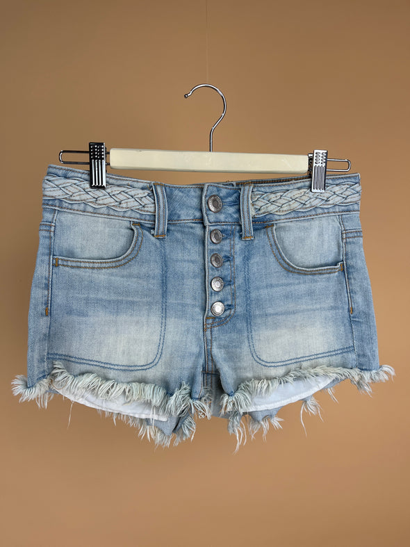 Y2K Pale Blue Denim Micro Shorts