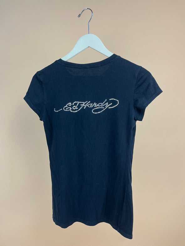 Y2K 'Ed Hardy' Rhinestone Rose T-Shirt