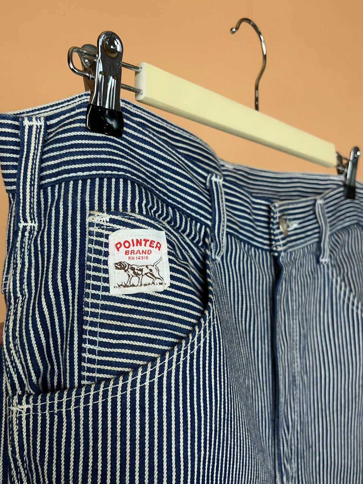 Vintage Pointer Brand Hickory Stripe Painter Jeans -  Made in USA - 33"