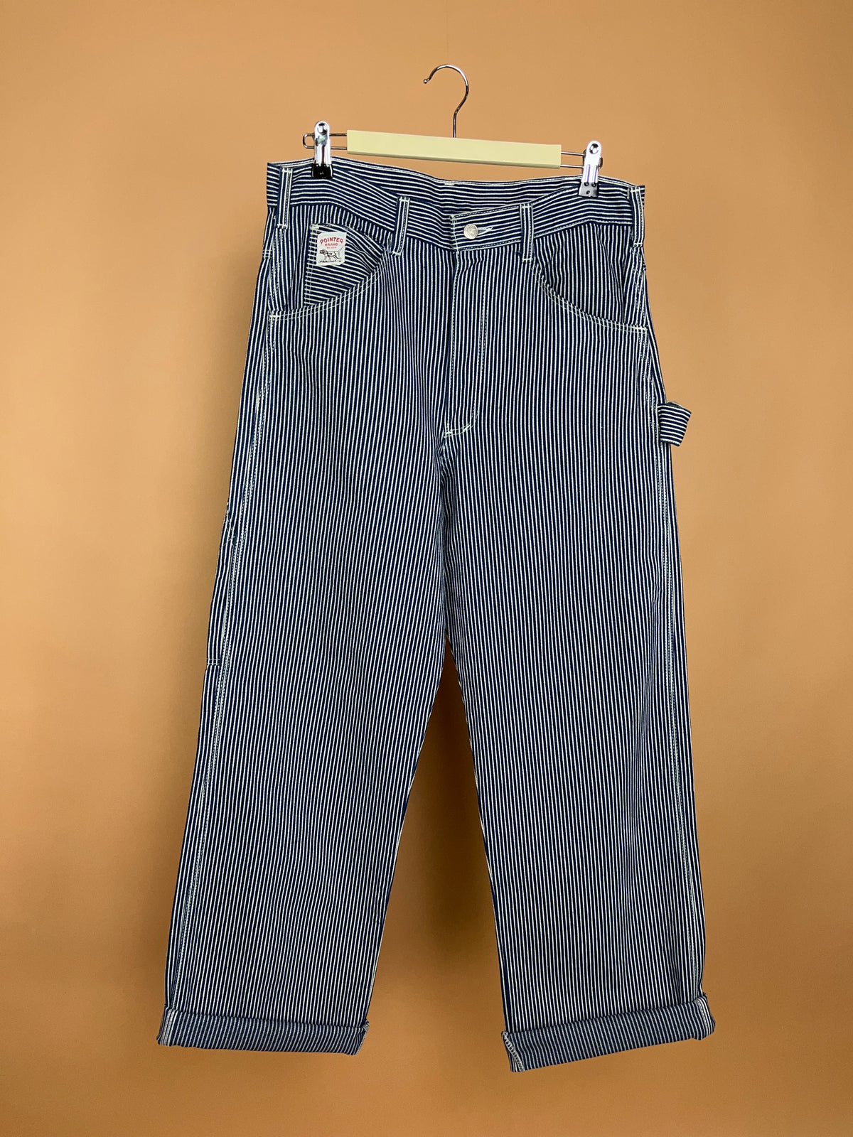 Vintage Pointer Brand Hickory Stripe Painter Jeans -  Made in USA - 33"
