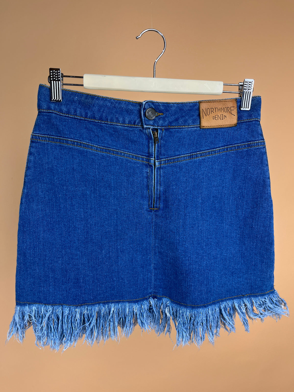 Y2K Denim Frayed Mini Skirt - 8