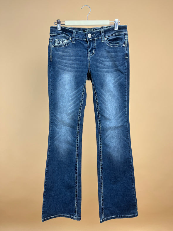 Y2K Blue Wash Embellished Bootcut Jeans