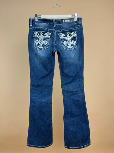 Y2K Blue Wash Embellished Bootcut Jeans