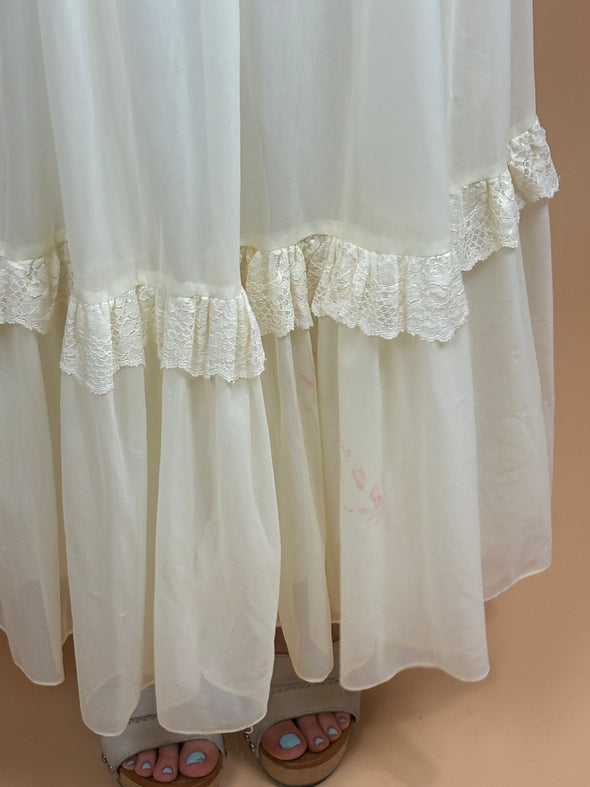 1970's Lace Prairie Dress - Union Made