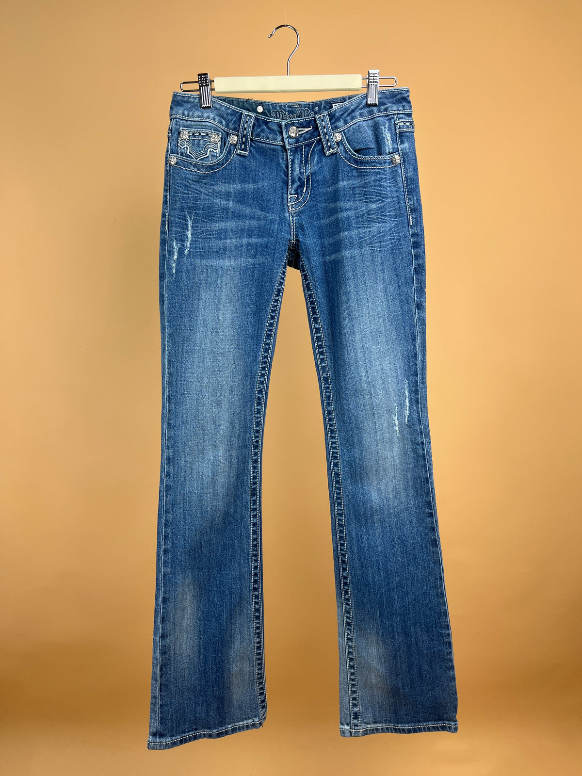 Y2K Miss Me Cow Hide Pocket Jeans AU 8