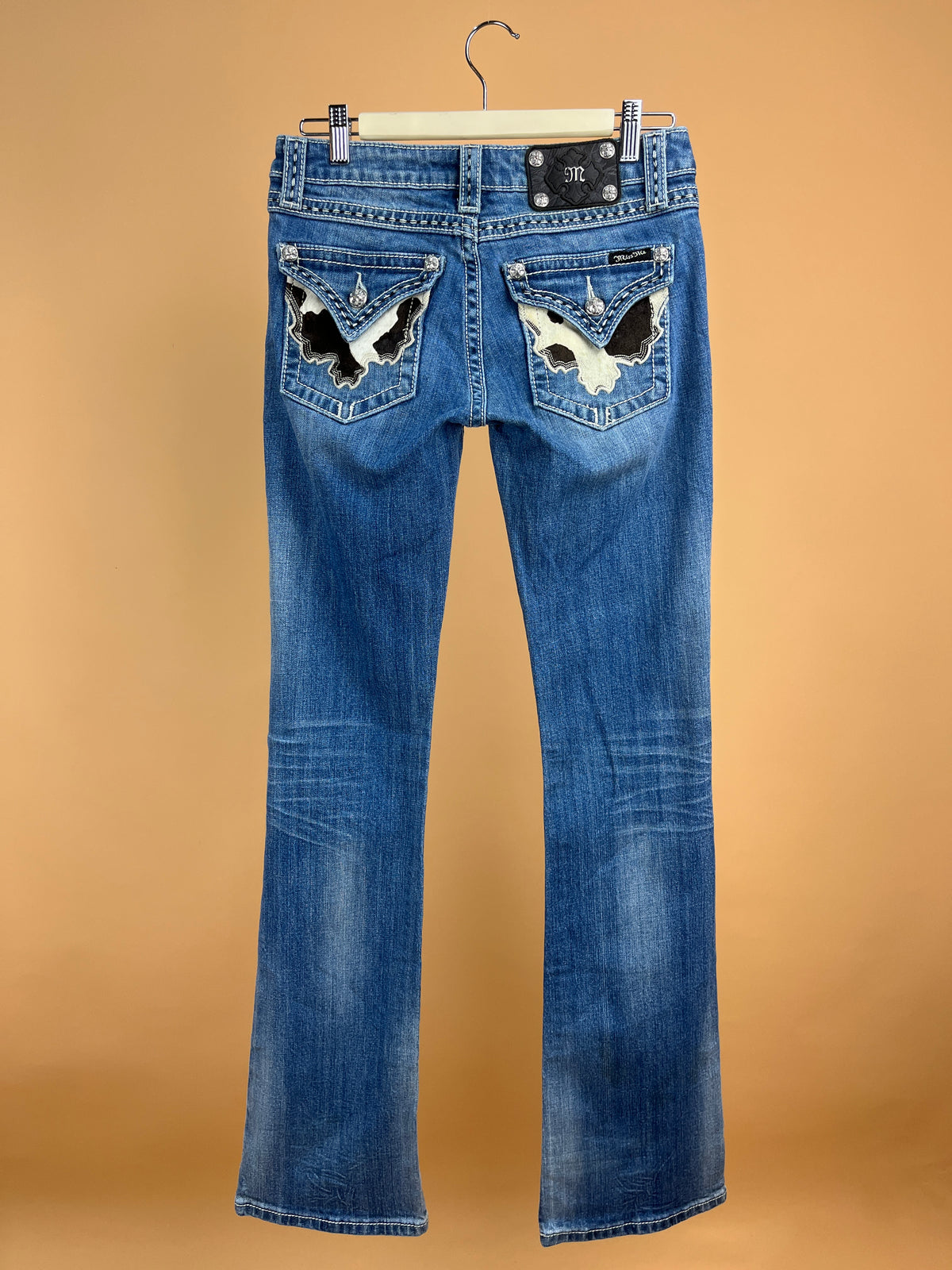 Y2K Miss Me Cow Hide Pocket Jeans AU 8