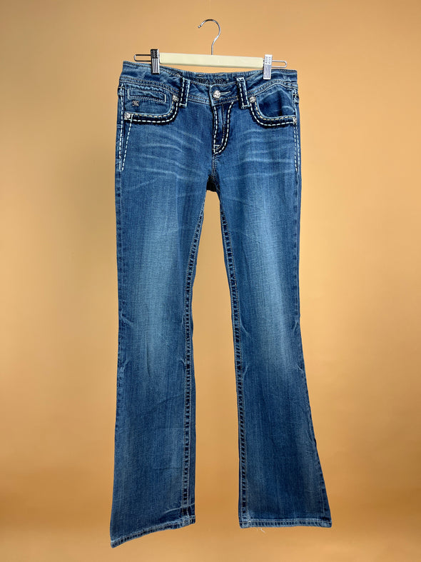 Y2K 'Miss Me' Blue Denim Wash Bootcut Jeans