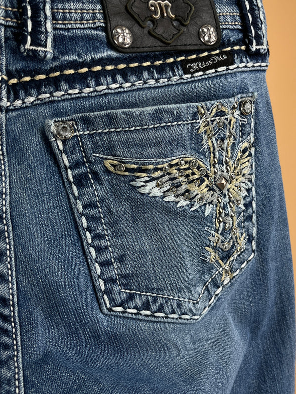 Y2K 'Miss Me' Blue Denim Wash Bootcut Jeans
