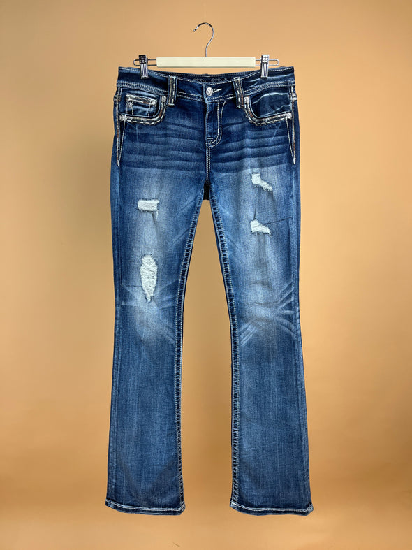 Y2K 'Miss Me' Medium Wash Distressed Jeans