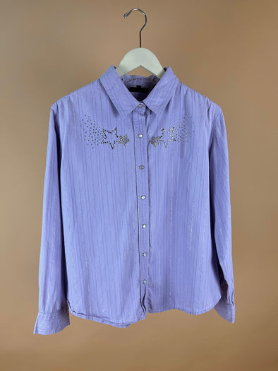 Y2K Lavender & Metallic Long Sleeve Shirt