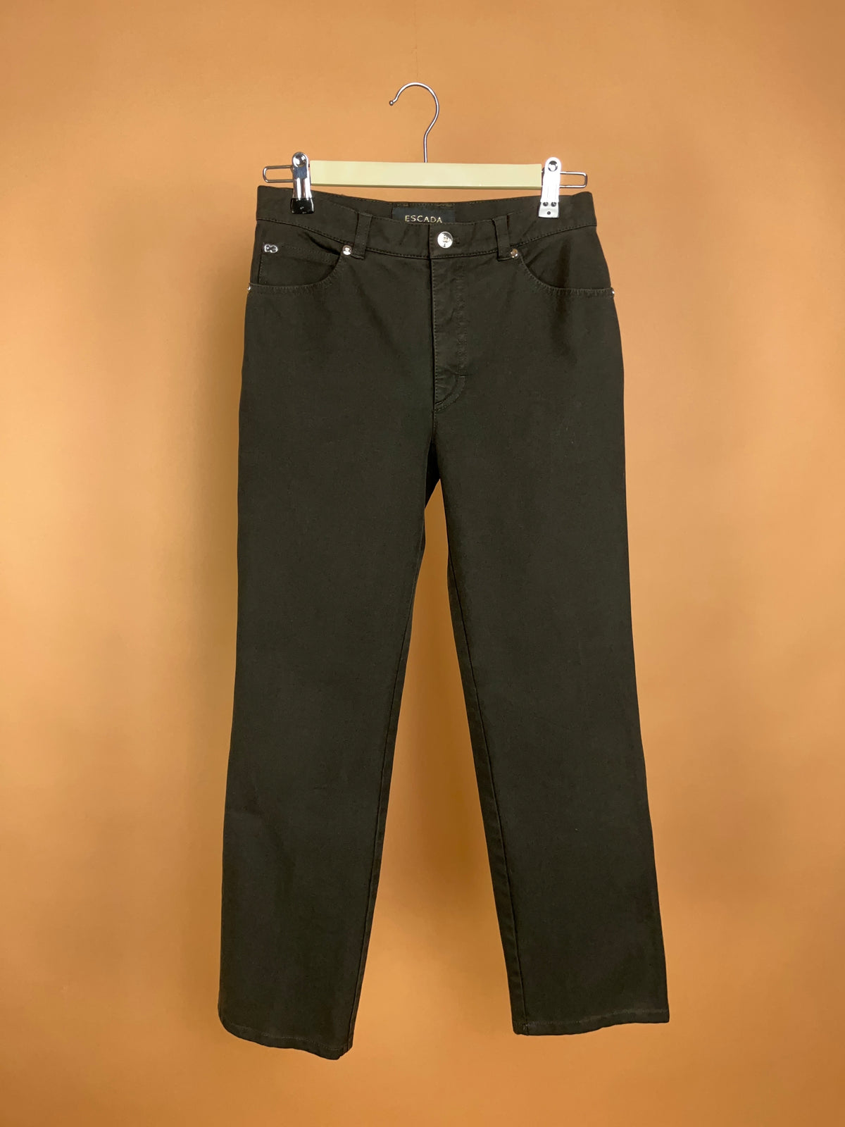 Y2K Escada Chocolate Brown Straight-Leg Five-Pocket Trouser - 26.5"