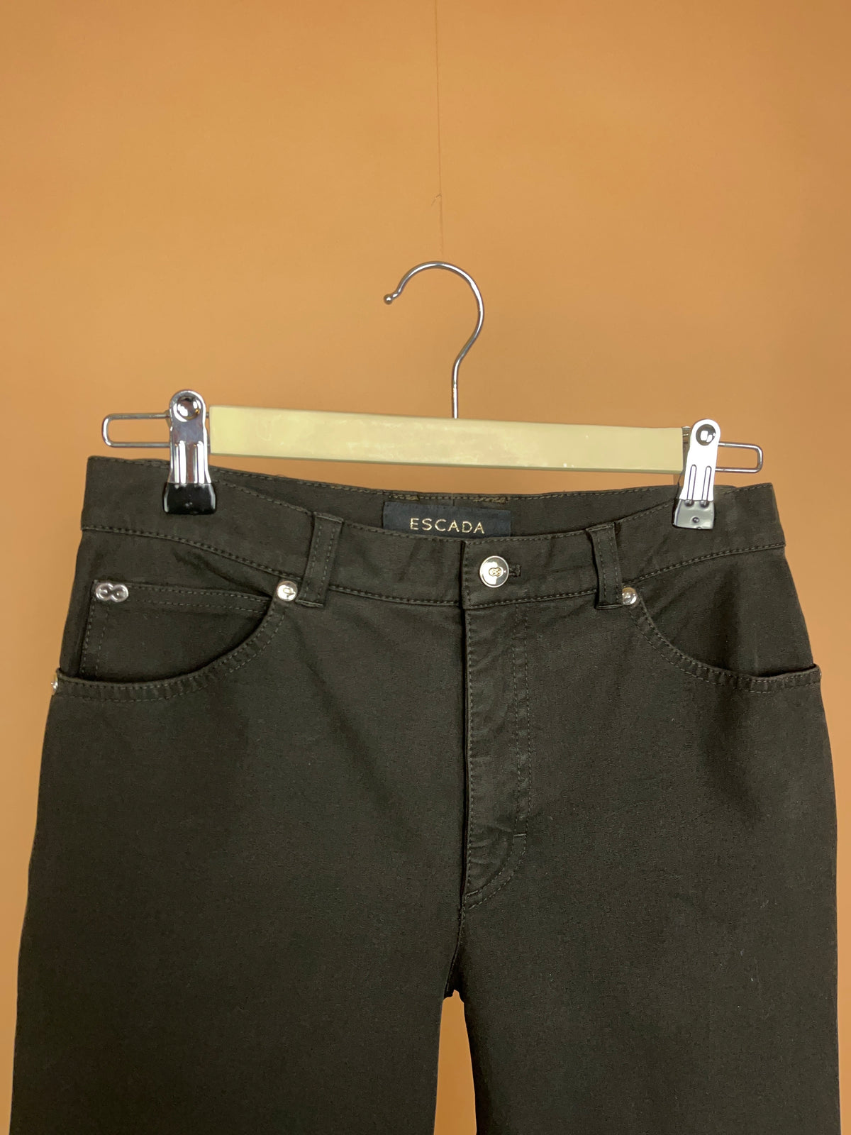 Y2K Escada Chocolate Brown Straight-Leg Five-Pocket Trouser - 26.5"