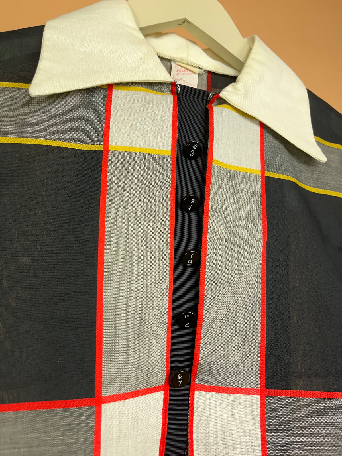 Early 1970s Ruth of Carolina Typewriter Key Plaid Dress - 10