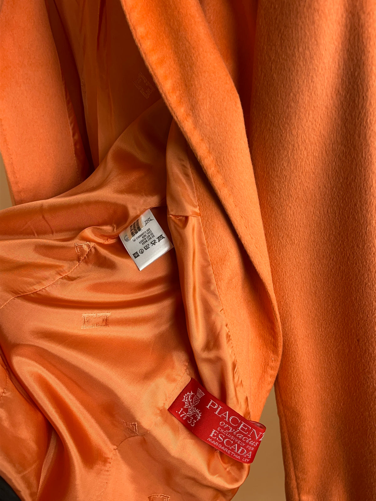1990's Escada Margaretha Ley Persimmon Orange Rabbit Angora Jacket - M