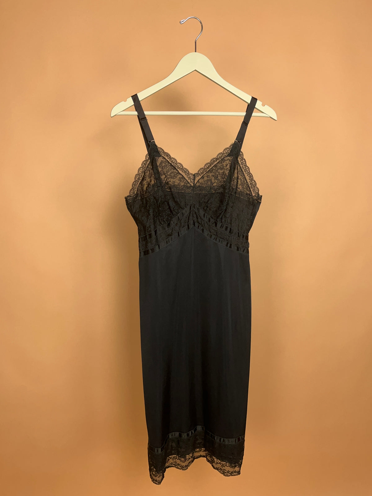 1950s Seamprufe Satin & Lace Slip Dress - 10