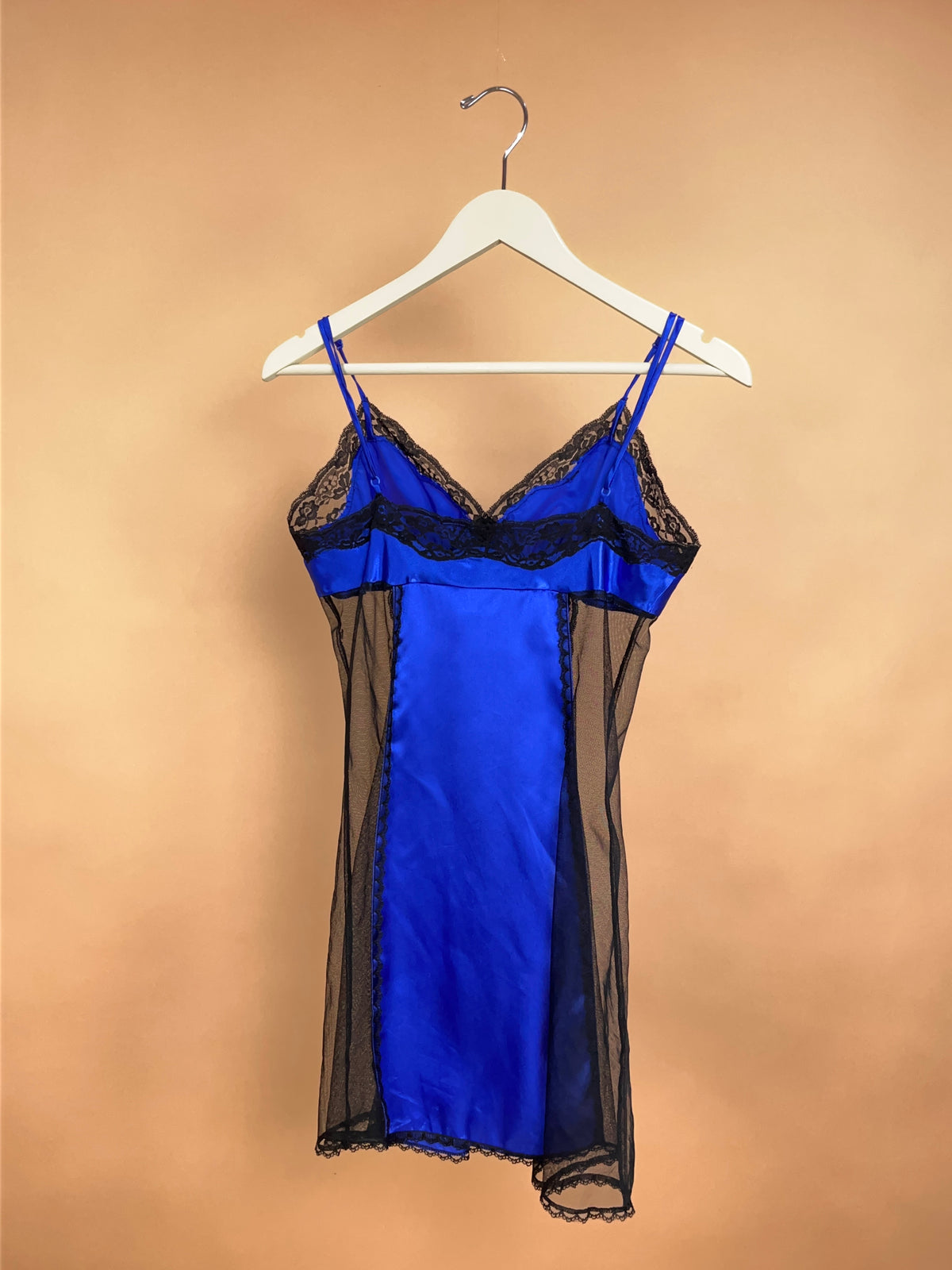 Fredricks of Hollywood Sapphire Blue & Black Lace Slip - 10