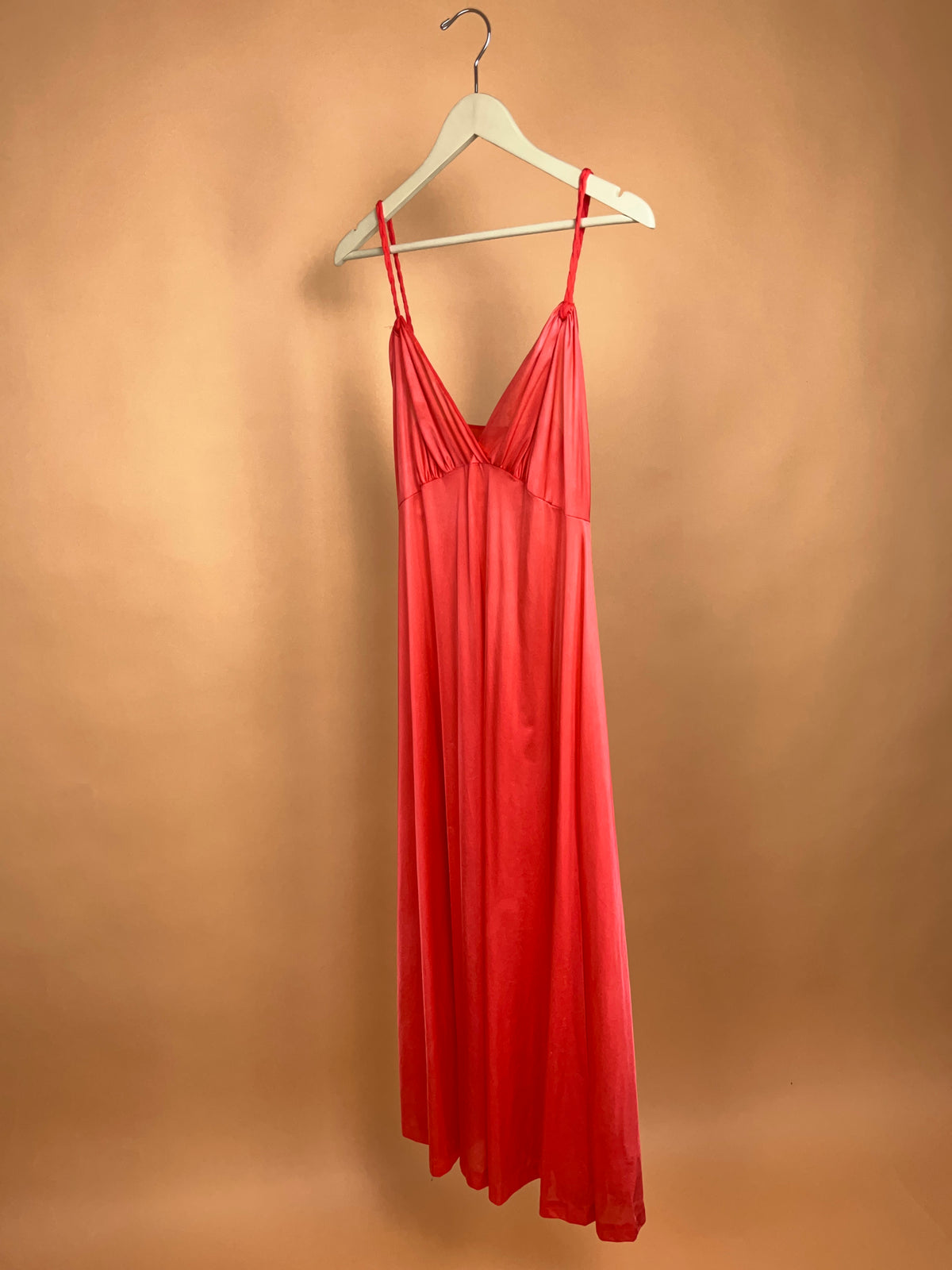 1970's Henson Kickernick Coral Satin Slip Nightgown - S