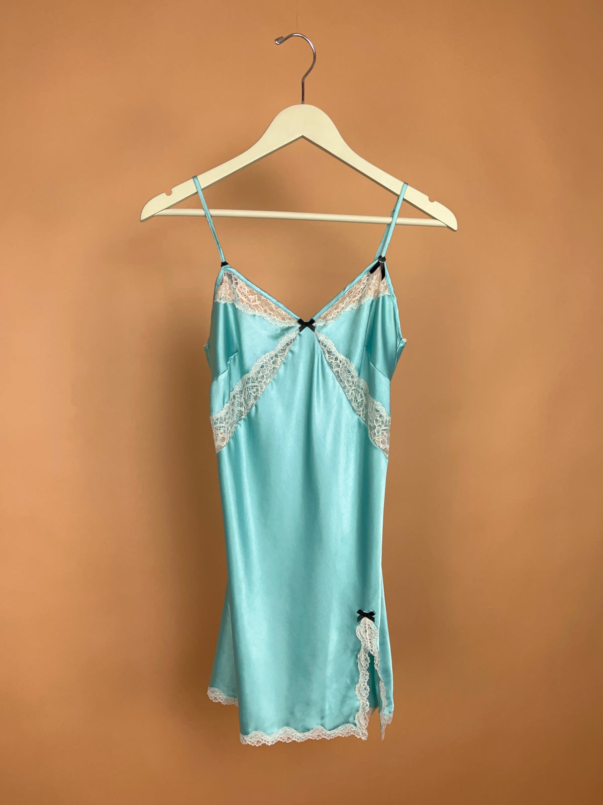 Victoria's Secret Aqua Blue & White Lace Slip - 6