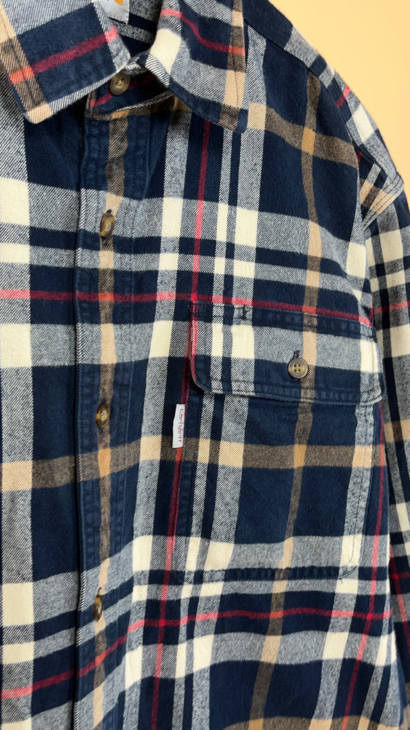 'Carhartt' Cream Tan & Red Plaid Button-Up Shirt