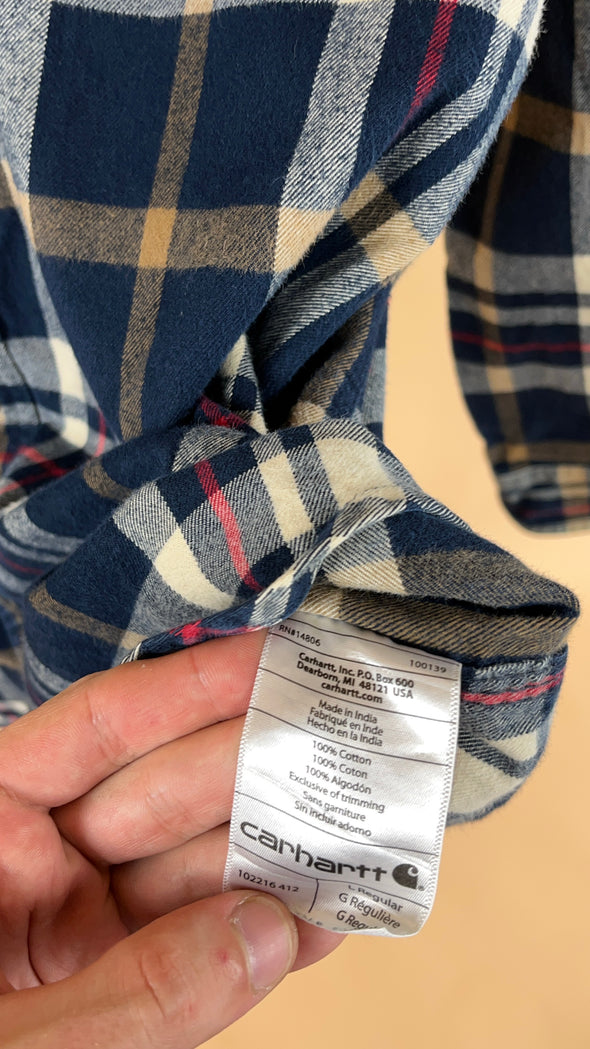 'Carhartt' Cream Tan & Red Plaid Button-Up Shirt