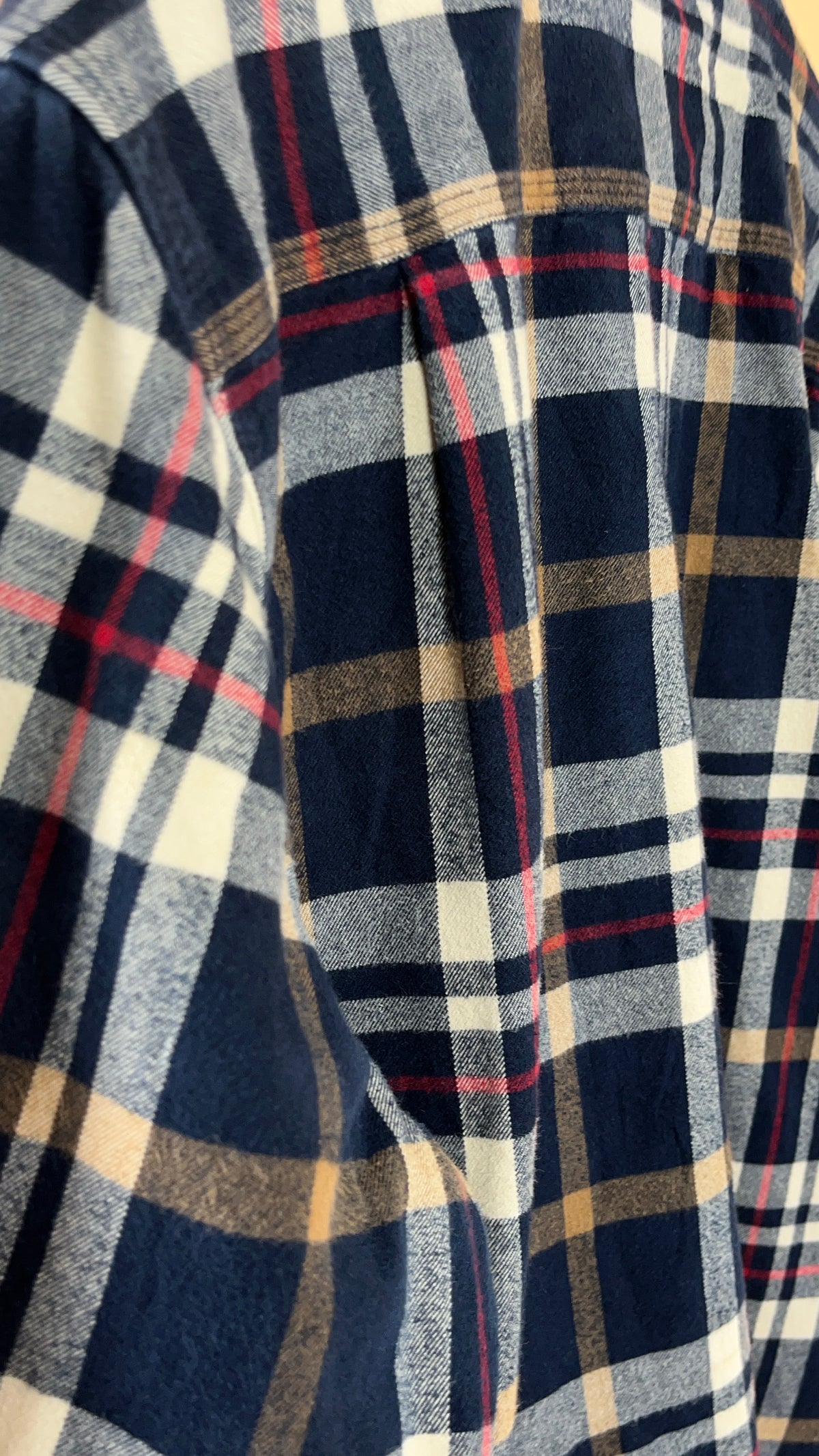 Carhartt Cream Tan & Red Plaid Button-Up Shirt - L