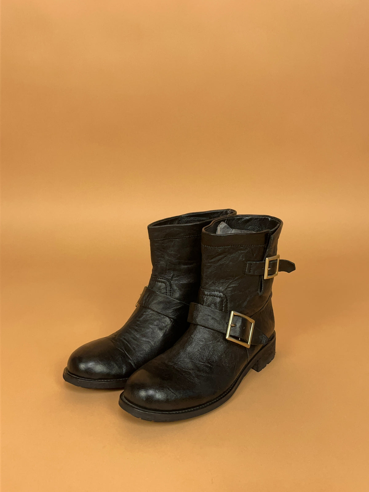 Jimmy Choo Black Leather Buckle Ankle Boots - AU 7 Womens