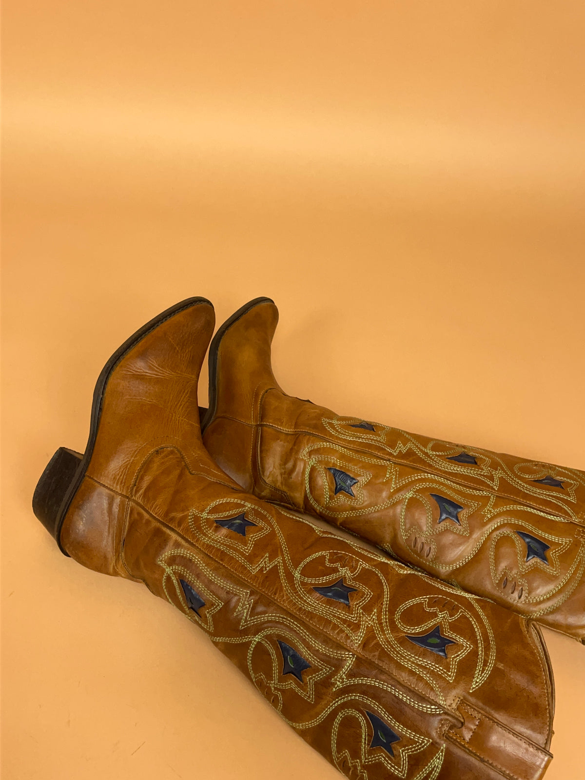 Vintage Tan Leather Western Boots - AU 7 Womens