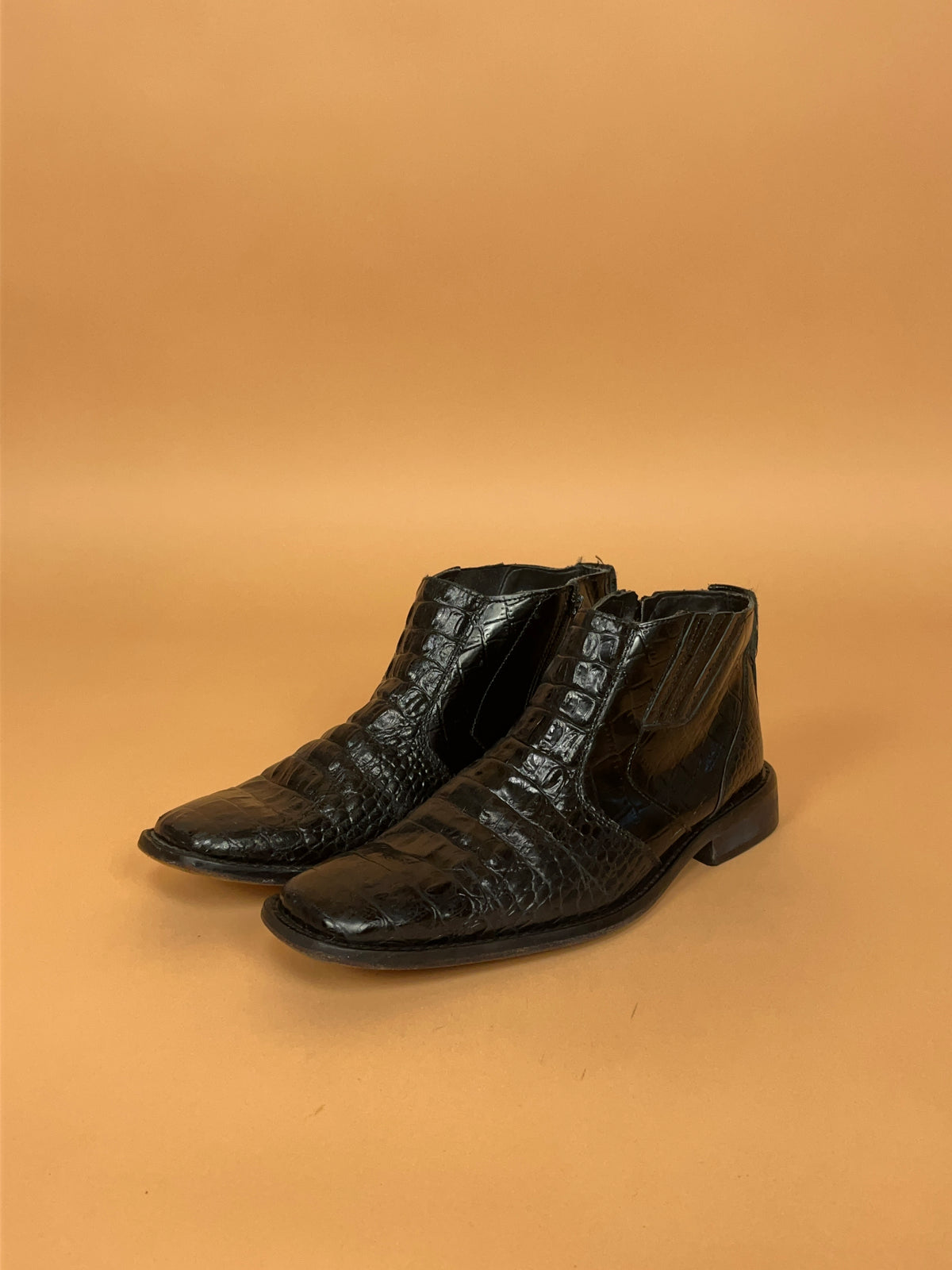 Stacy Adams Black Caiman Leather Ankle Boots - AU 9 Mens