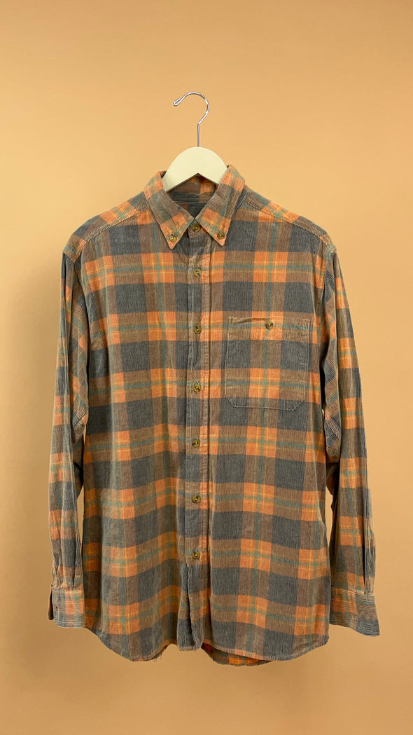 Corduroy Orange Plaid Shirt