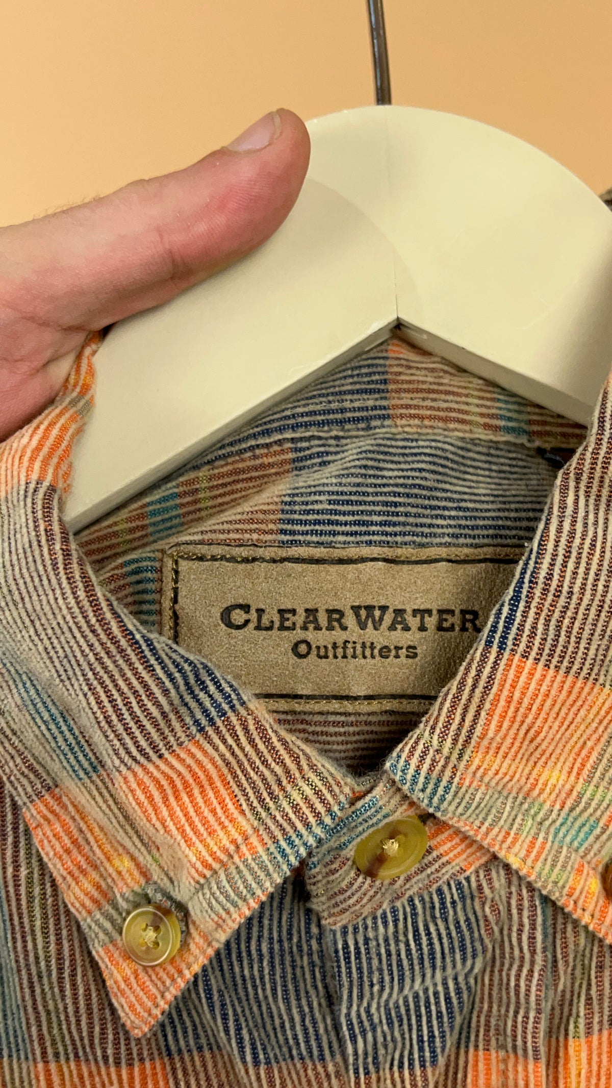 Vintage orange plaid corduroy button-up shirt with chest pocket — Arkive Vintage