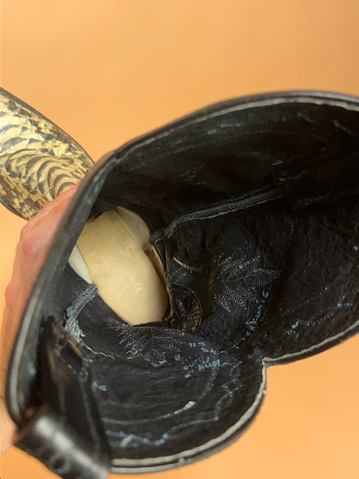 Vintage Two-Tone Snakeskin & Black Leather Western Boots - AU 7 Womens