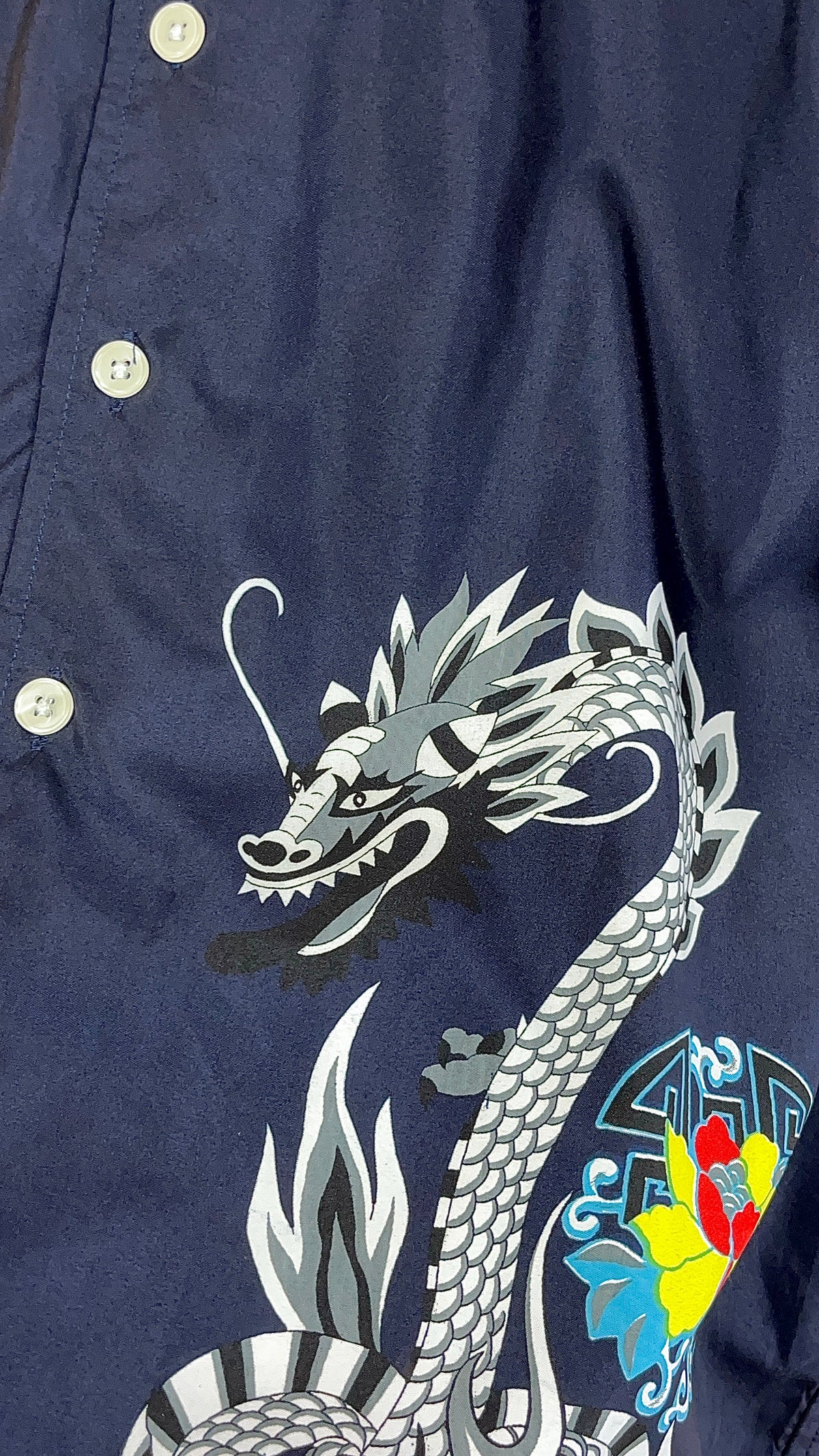 Y2K Dark Blue Dragon Shirt - L — Arkive Vintage