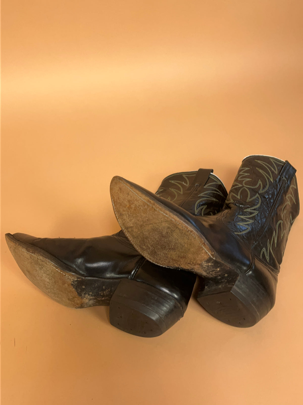 Vintage Nocona Black Pointed Toe Western Boots - AU 7 Mens