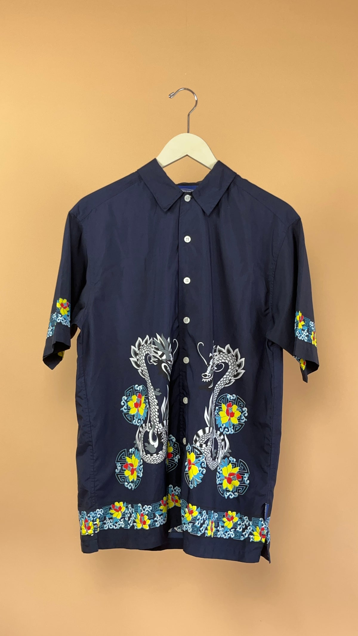 Y2K Dark Blue Dragon Shirt - L