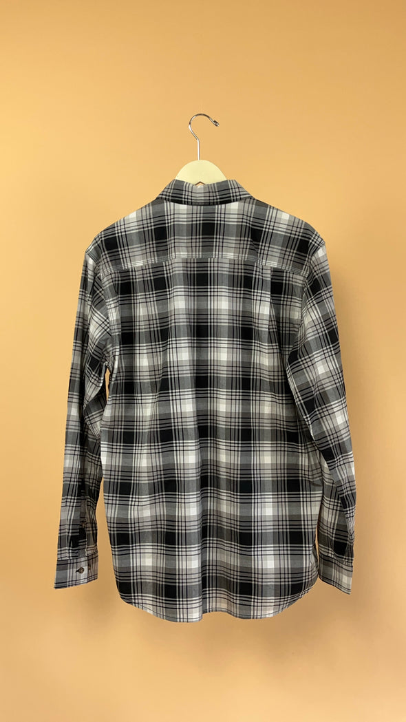 'Carhartt" Grey & Black Plaid Button-Up Shirt